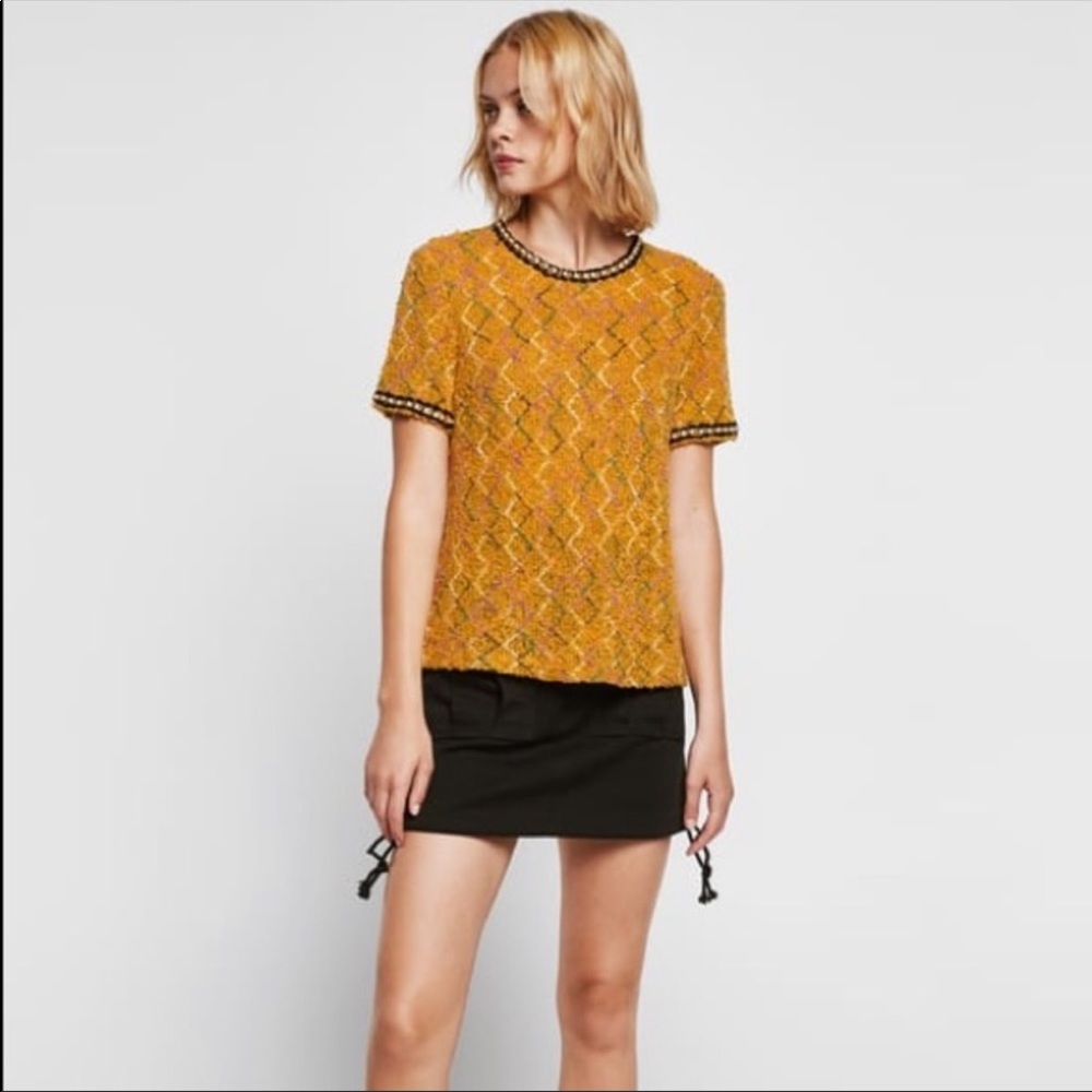 Zara tweed top chain detail sz S